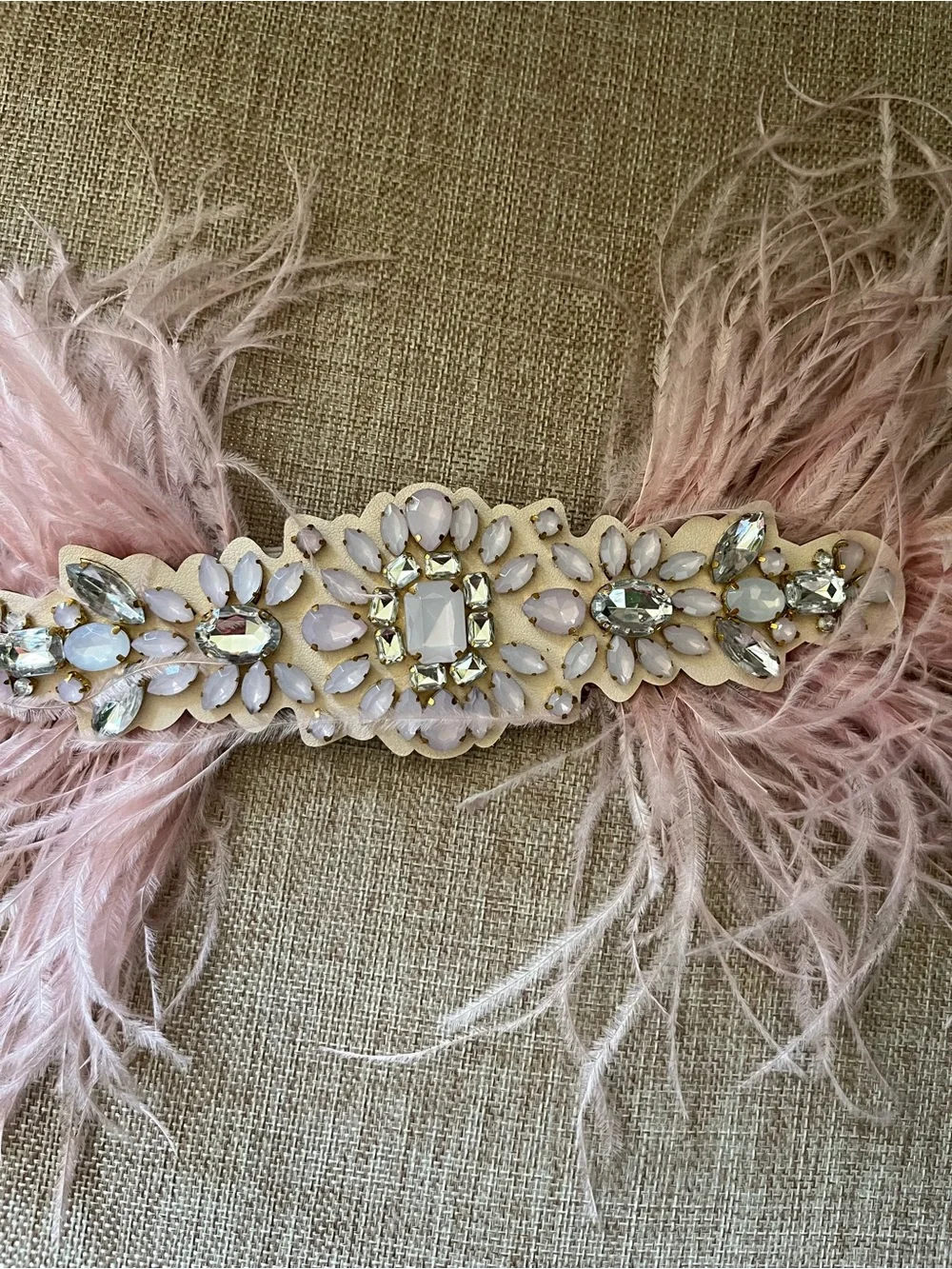 Embellished Pink Feather Waist Belt - Decorative Women's Accessory